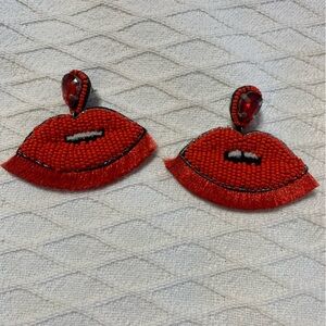 Beaded Lip Earrings